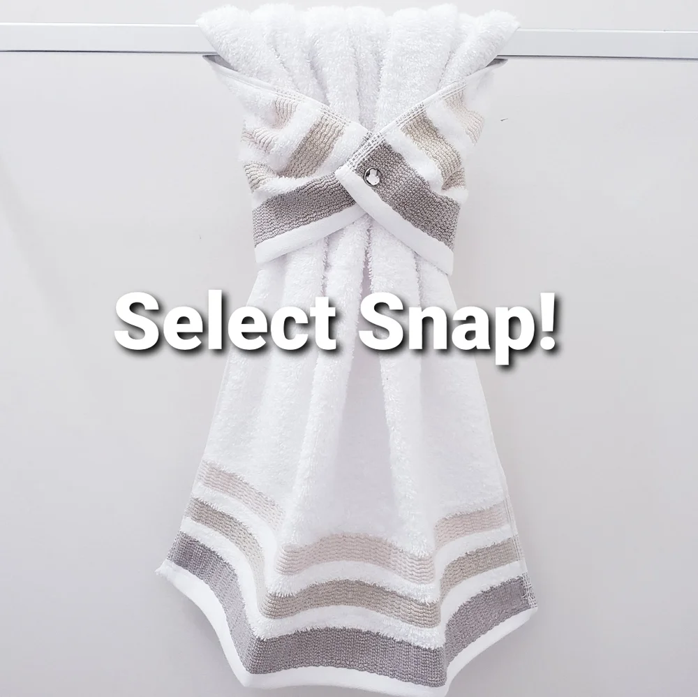❤️LAST 1❤️ #0970-A ■NEW Beige/Striped Hang'N'Snap Hand Towel 🤍Select Snap